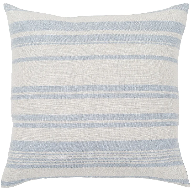 Artistic Weavers Lawson Blue & White Striped Throw Pillow Cover (18" x 18")