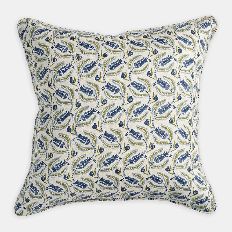 Broccato Moss Azure Square Pillow