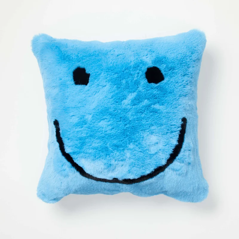 Cowgirl Clutch Happy Face Plush Square Pillow Cover