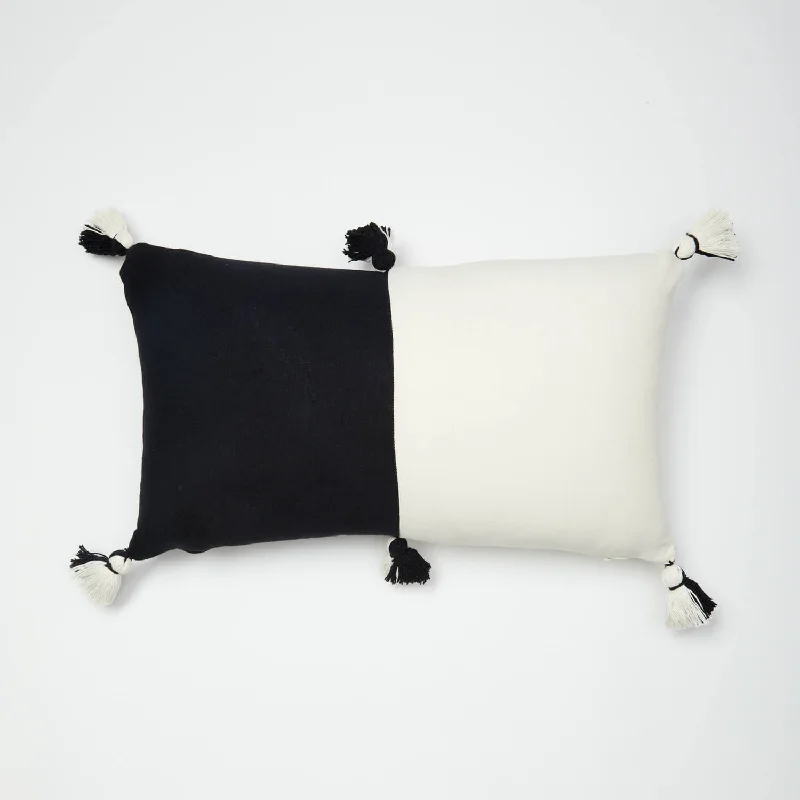 Eliza Colorblocked Tassel Lumbar Pillow Cover