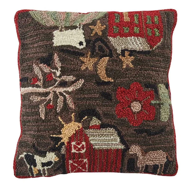 Farm Life Hooked Pillow