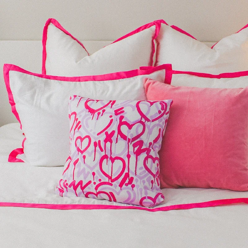 Graffiti Hearts Throw Pillow by Corey Paige