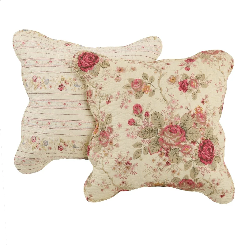 Greenland Home Fashions Antique Rose Shabby Chic Decorative Pillow Set (Set of 2 Pillows)