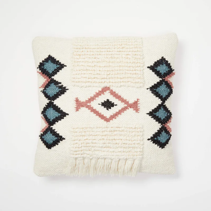 Handmade Textured Fringe Square Pillow