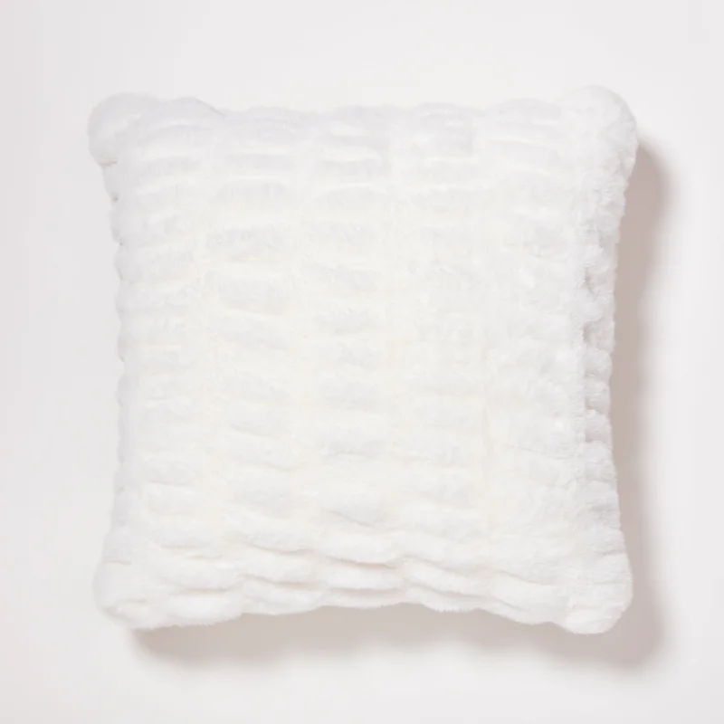 Leah Ruched Faux Fur Square Pillow