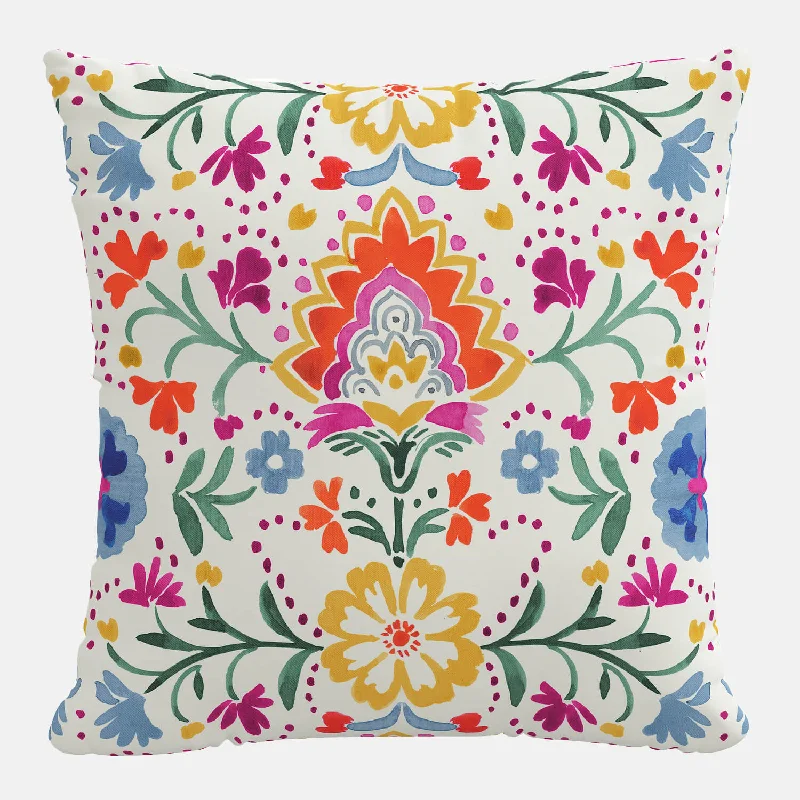 Floral Print Square Throw Pillow