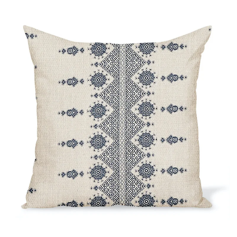 Peter Dunham Textiles Outdoor Carmania in Indigo on Natural Pillow