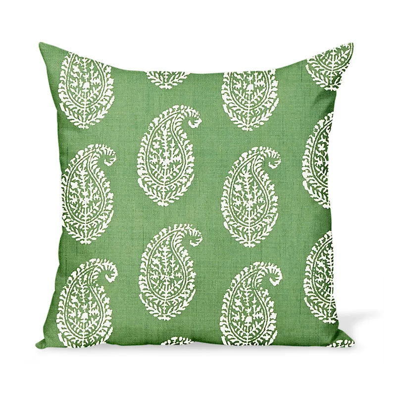 Peter Dunham Textiles Outdoor Kashmir Paisley in Green Pillow