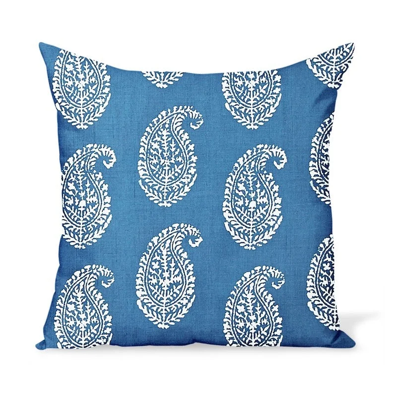 Peter Dunham Textiles Outdoor Kashmir Paisley in Indigo Pillow