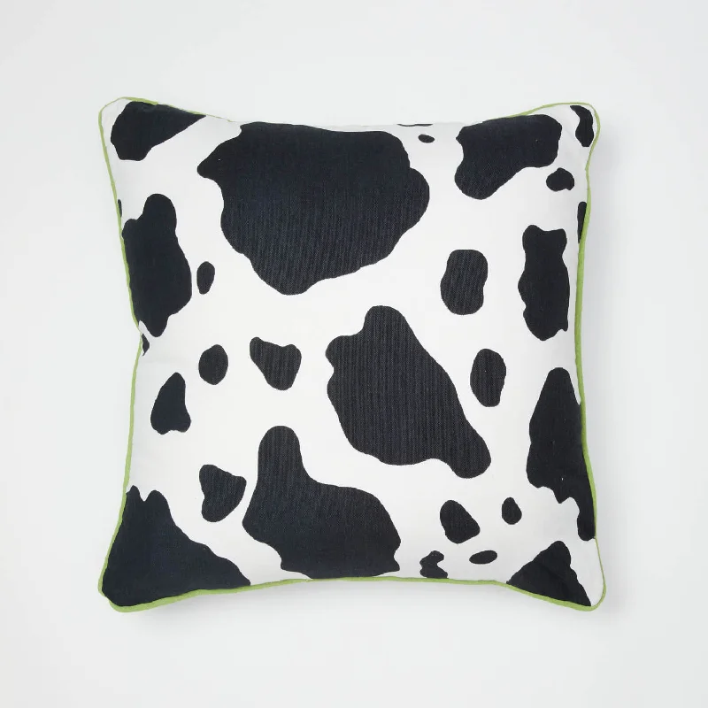 Poppy Cow Print Square Pillow Cover