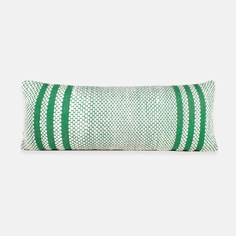 Green Handwoven Lumbar Pillow