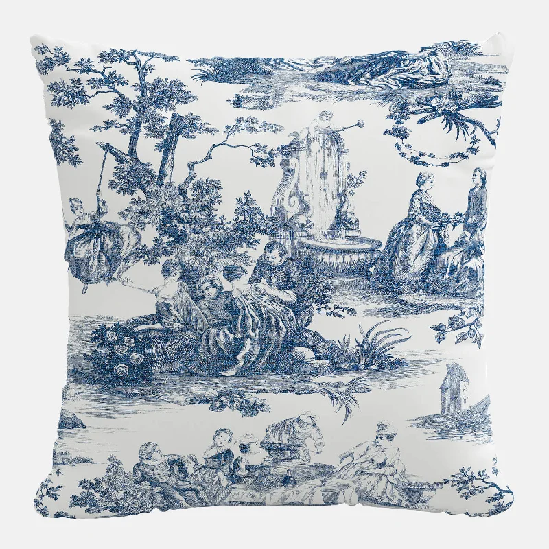 Toile Print Square Throw Pillow