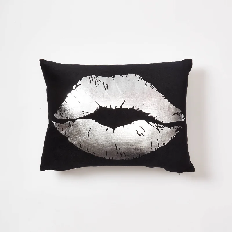 Velvet Metallic Lips Lumbar Pillow