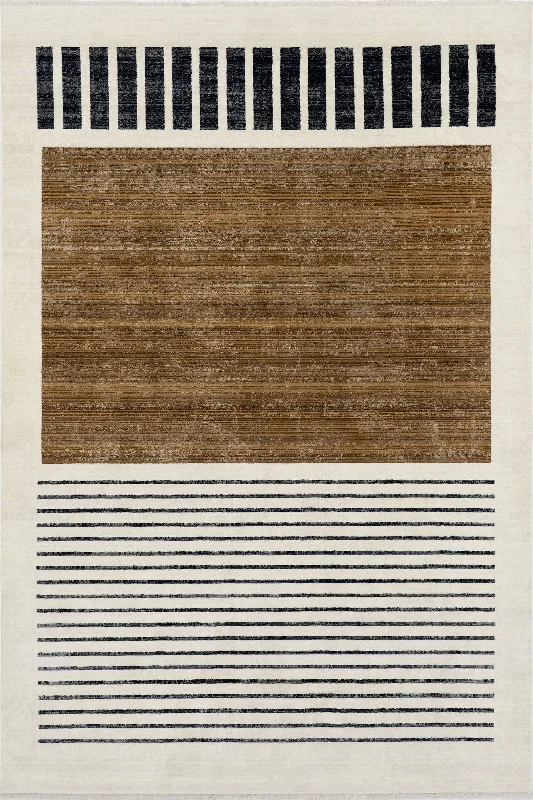 Anette Block Striped Rug | Beige