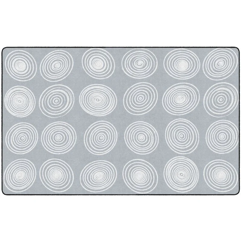 Grey & White Seating Circles Classroom Rug