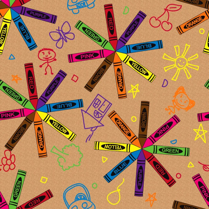 Crayon Scribbles Children's Wall to Wall Carpet Multi on Tan