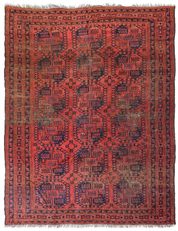 Vintage Ersari Handwoven Tribal Rug, J75390