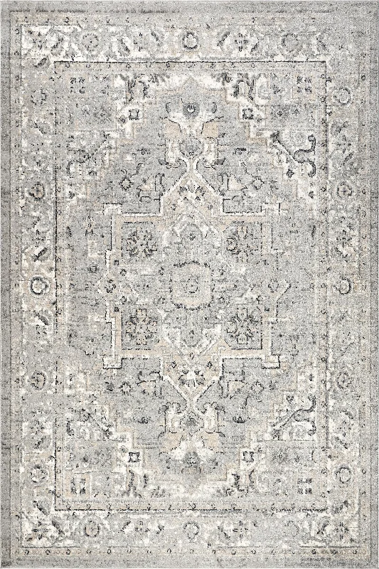 Harley Vintage Medallion Rug | Light Grey