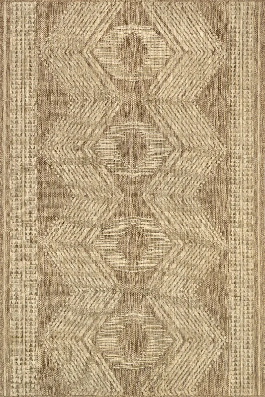 Iris Totem Indoor/Outdoor Flatweave Rug | Light Brown