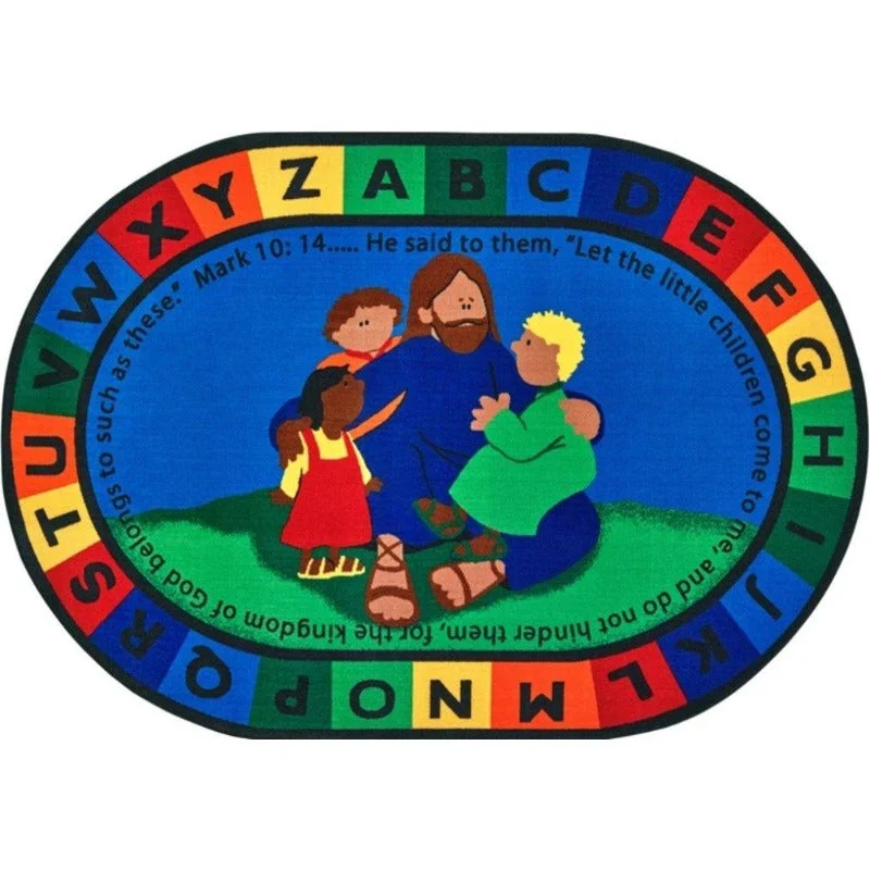 Jesus Loves the Little Children Oval Rug