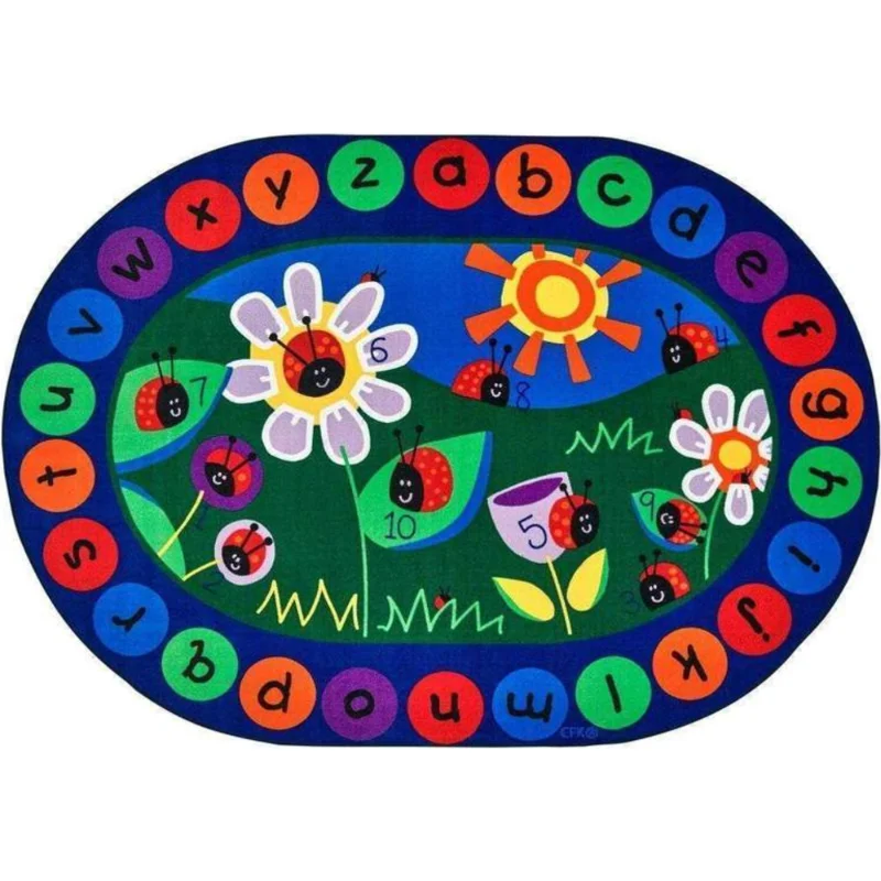 Ladybug Alphabet Oval Rug