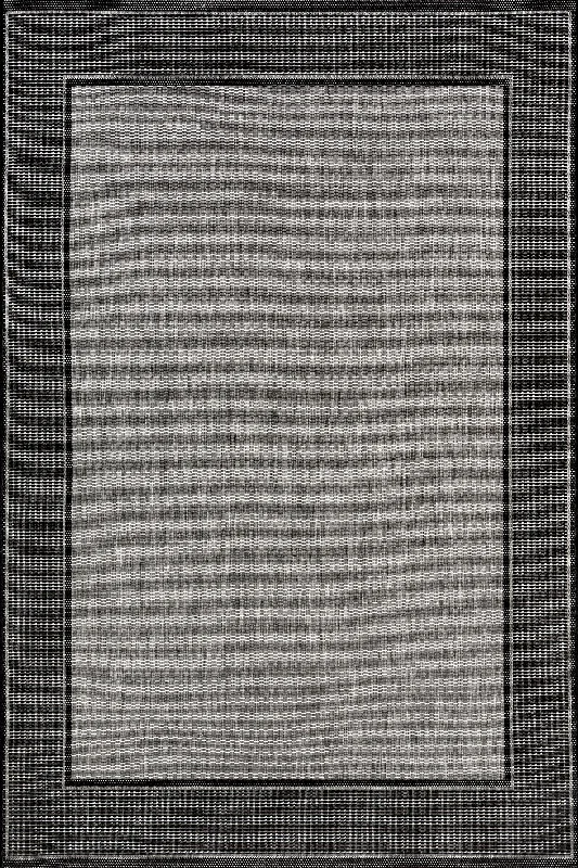 Monochrome Bordered Indoor/Outdoor Rug | Grey