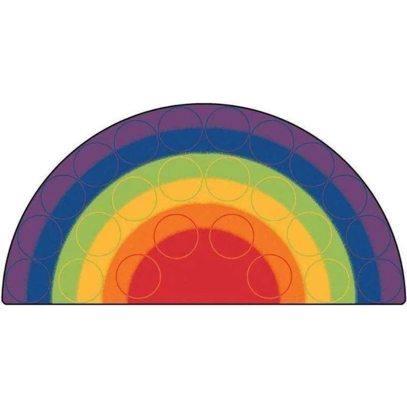 Rainbow Rows Semi-Circle Classroom Rug