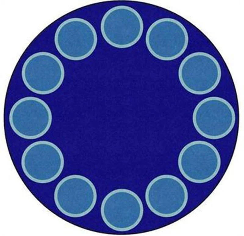 Be Bold Circles Blue 6' Round Seating Rug