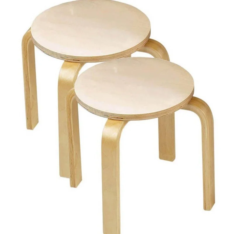 Set of 2 Stackable Wooden Stools