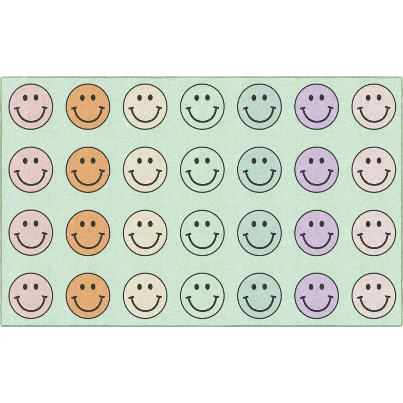 Smiley Faces on Mint School Seating Rug