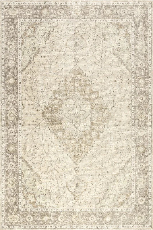 Spindle Medallion Wool and Cotton Rug | Khaki