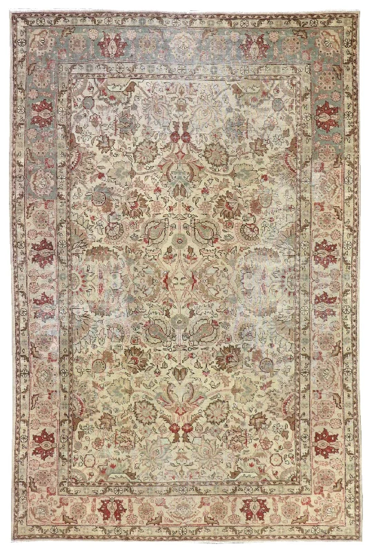 Vintage Tabriz Handwoven Traditional Rug, J47404