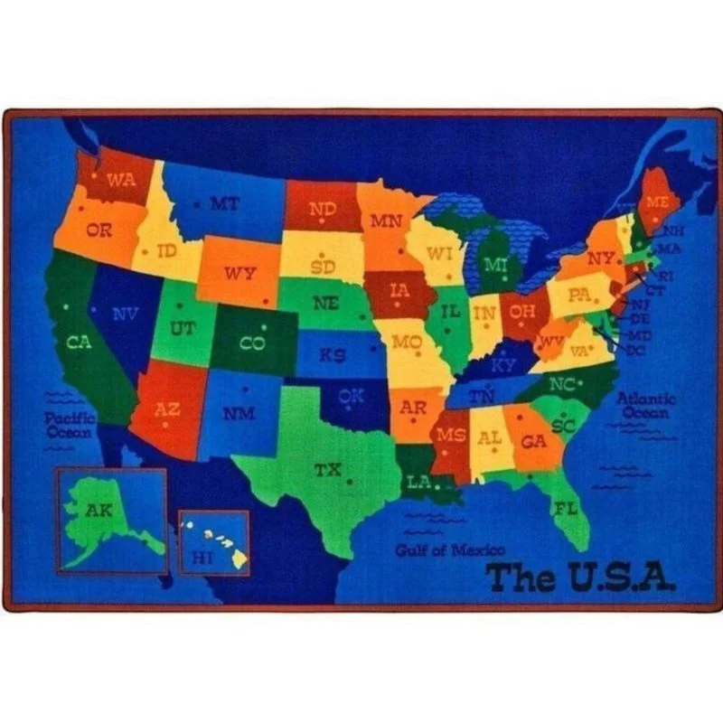 USA Map Classroom Rug