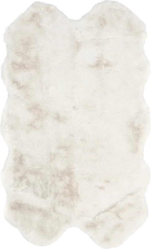 Waverly Quarto Faux Sheepskin Pelt Plush Cloud Washable Rug | Off White