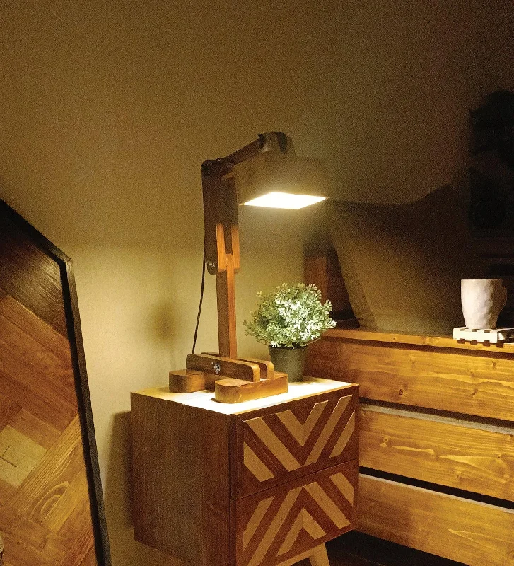 Amelia Brown Wooden Table Lamp with Wooden Lampshade (BULB NOT INCLUDED)