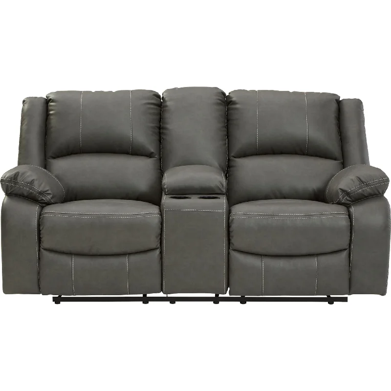 Calderwell Reclining Loveseat with Console - Gray