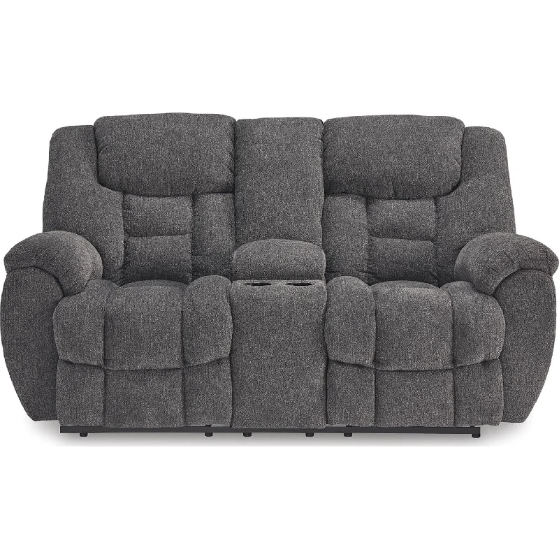 Foreside Reclining Loveseat with Console - Charcoal