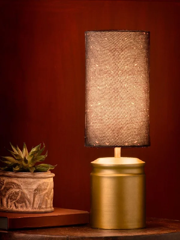 Metal Golden Table Lamp with Dark Forest Shade