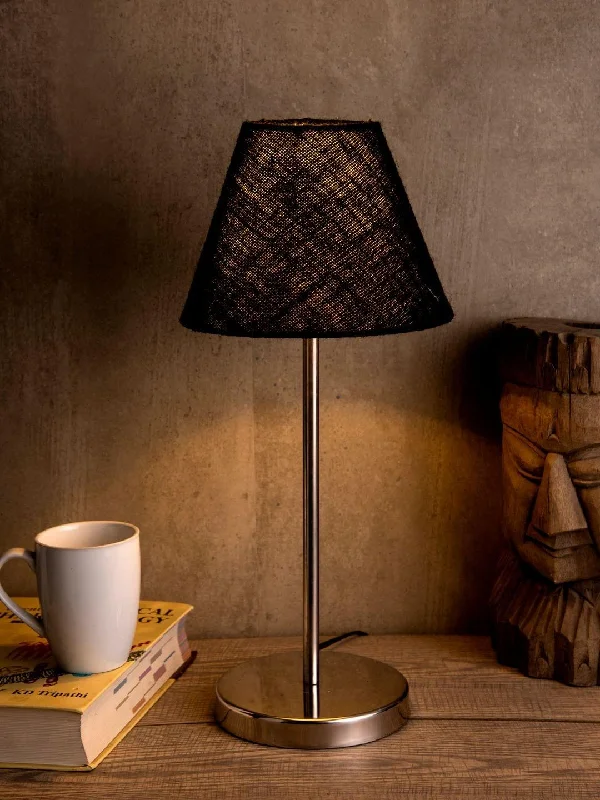 Metal Table Lamp with Black Jute Shade