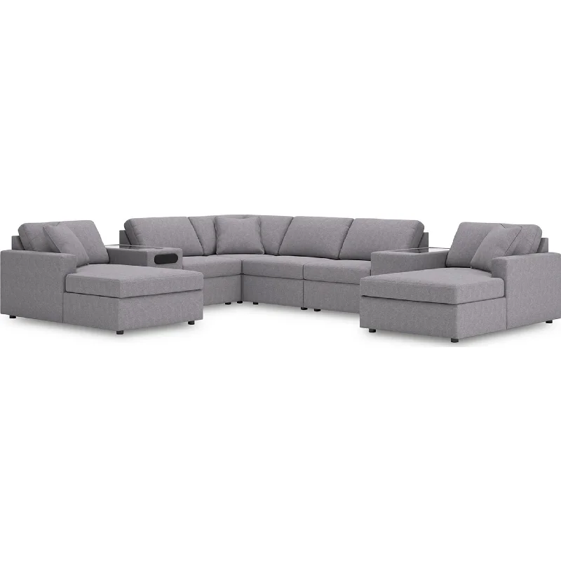 Modmax 8 Piece Modular Double Chaise Sectional with Audio and Storage Consoles