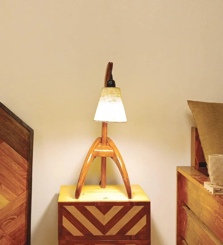 Species Brown Wooden Table Lamp with White Jute Lampshade (BULB NOT INCLUDED)