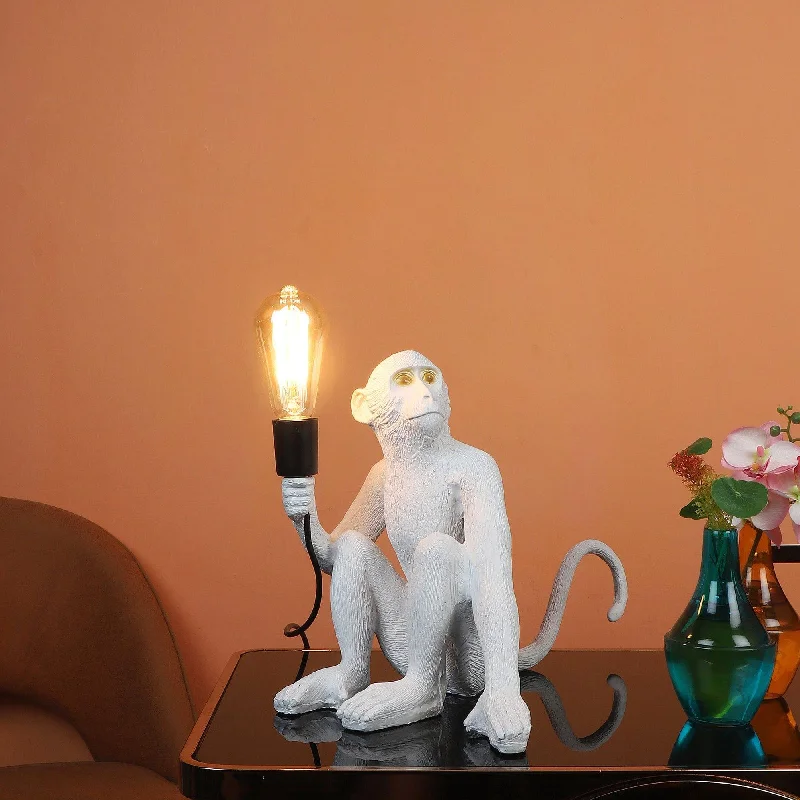 White fiberl Monkey Shape Table Lamp