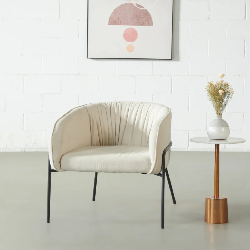 AGNES - Beige Fabric Lounge Chair - FINAL SALE