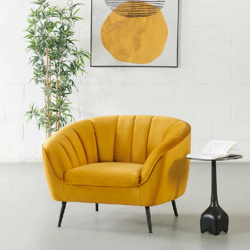 AUDREY - Mustard Velvet Lounge Chair