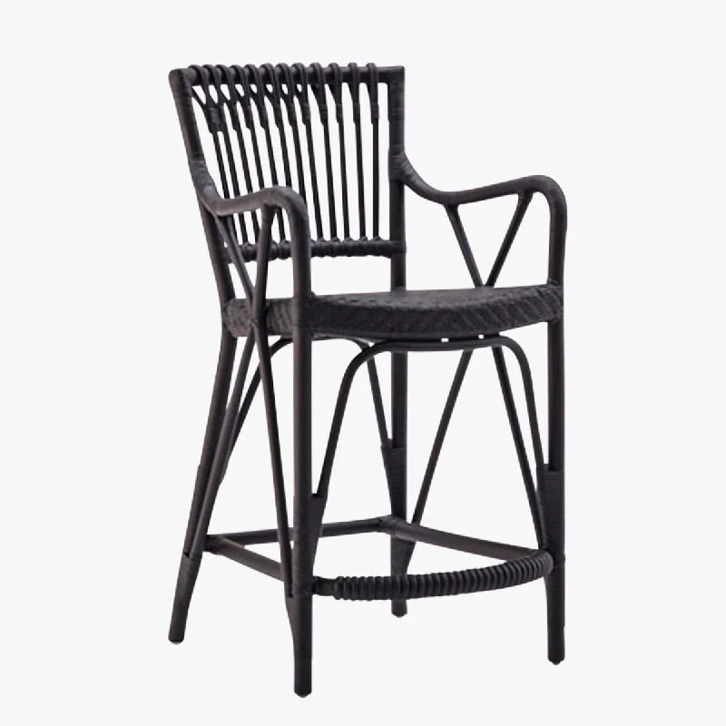 Blues Black Rattan Counter Stool