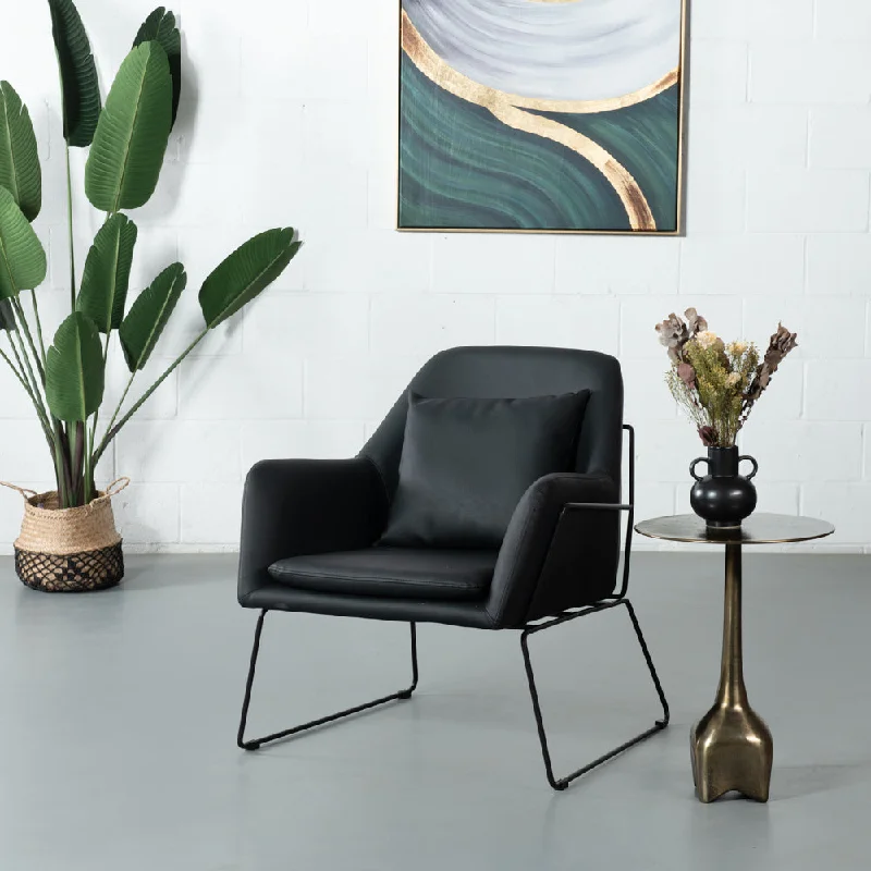 BROOK - Black Leather Lounge Chair