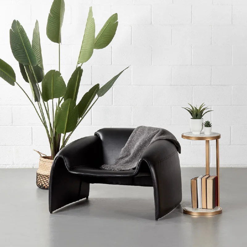 CHELSEA - Black Leather Lounge Chair