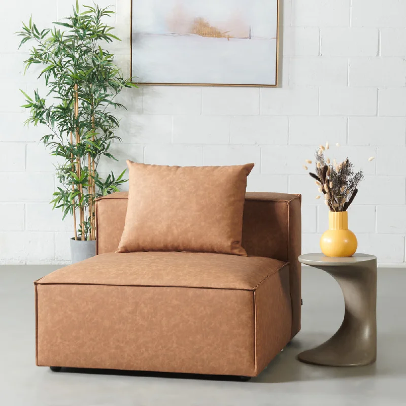 MASON - Brown Vegan Leather Armless Chair Module