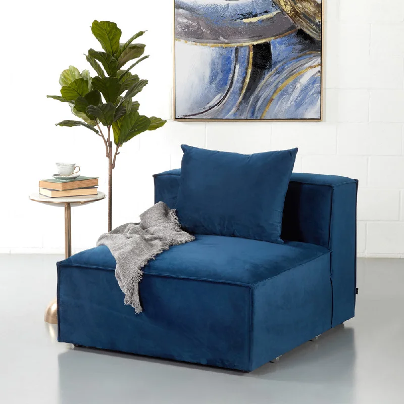 MASON - Blue Velvet Armless Chair Module