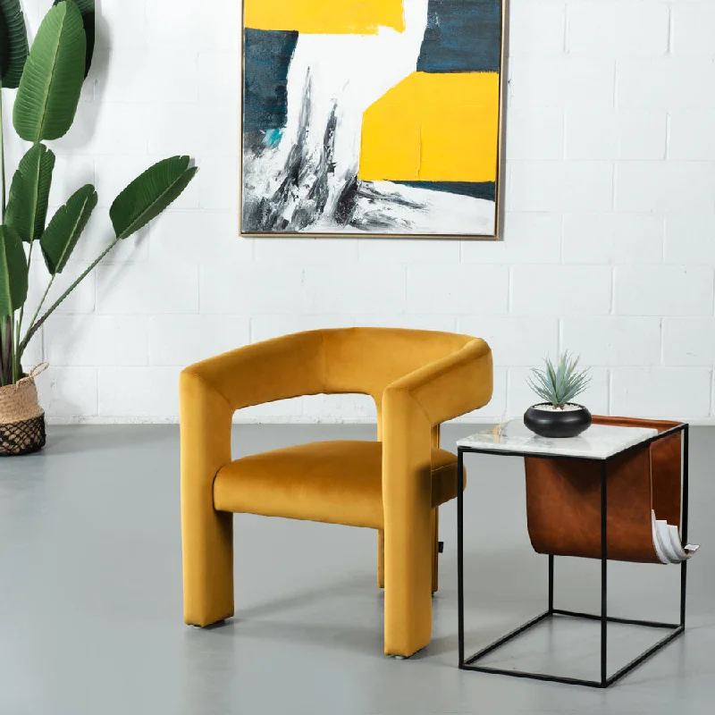 MEZE - Yellow Velvet Lounge Chair